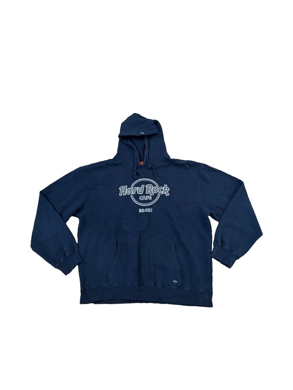 2000s Y2K Hard Rock Cafe Biloxi Embroidered Logo Pullover Hoodie Navy - Men's XL